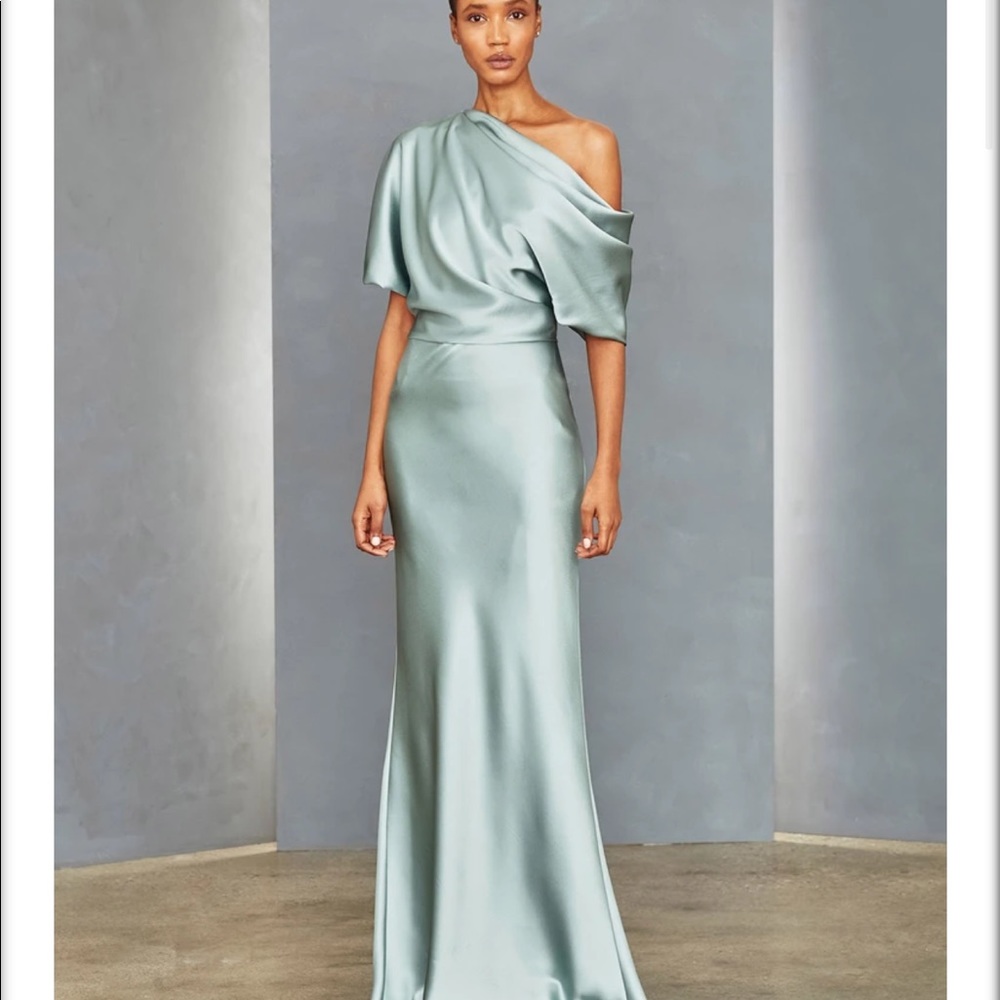 Amsale P359S - Draped Bodice Gown in PLATINUM